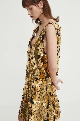 Stine Goya sukienka kolor złoty mini rozkloszowana SG5498