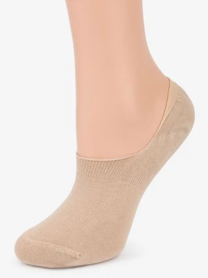Stopki damskie bawełniane z silikonem na pięcie beżowe 2pak - Silicon MARILYN