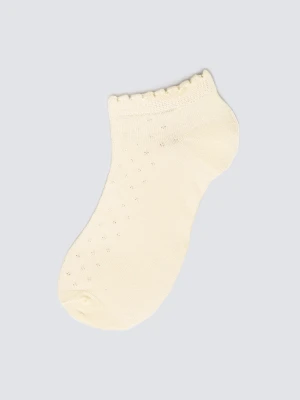 Stopki damskie z ozdobną falbanką z wiskozy białe Casandra 100 BIG STAR