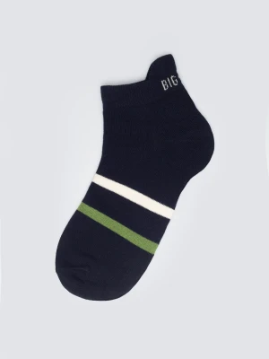 Stopki męskie z dwoma paskami granatowe Sherlock 403 BIG STAR