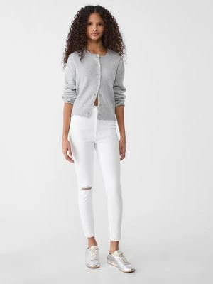 Stradivarius 1400 Jeansy skinny fit z normalnym stanem  Biały