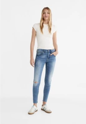 Stradivarius 1420 Jeansy skinny fit z niskim stanem  Denimowy średni Dark Blue