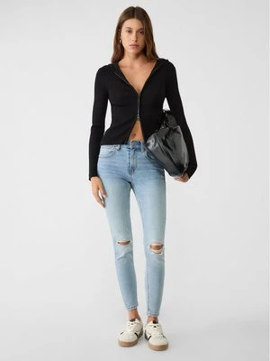 Stradivarius 1420 jeansy skinny fit z niskim stanem  Niebieski denim