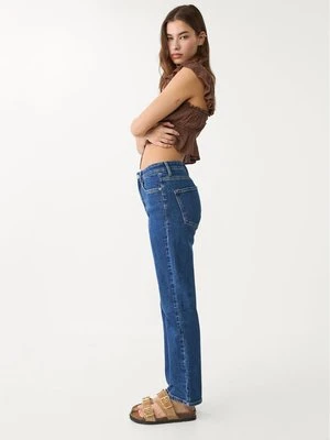 Stradivarius 1465 Jeansy mom fit typu slim  Ciemnoniebieski