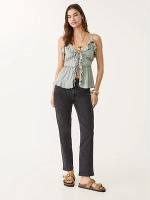 Stradivarius 1465 Jeansy mom fit typu slim  Czarny sprany