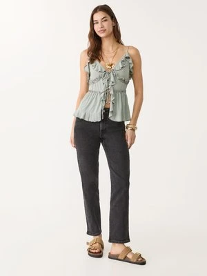 Stradivarius 1465 Jeansy mom fit typu slim  CZARNY DENIM