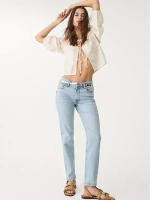 Stradivarius 1465 Jeansy mom fit typu slim  Jasnoniebieski