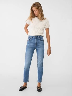 Stradivarius 1465 Jeansy mom fit typu slim  Średni niebieski