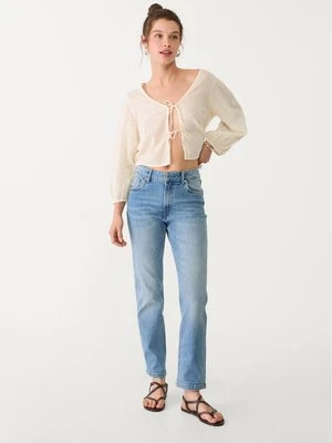 Stradivarius 1465 Jeansy mom fit typu slim  Średni niebieski
