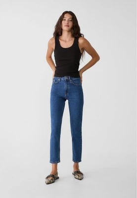 Stradivarius 1465 Jeansy mom fit typu slim  Średni niebieski denim