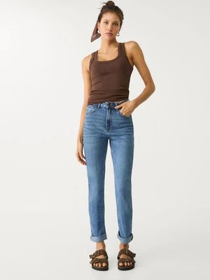 Stradivarius 1465 Jeansy mom slim  ŚREDNIOJASNY NIEBIESKI DENIM