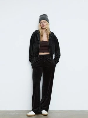 Stradivarius Aksamitna bluza na suwak  Czarny