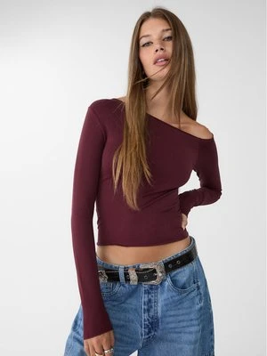 Zdjęcie produktu Stradivarius Asymetryczna koszulka bezszwowa  Wiśniowy