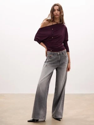 Stradivarius Asymetryczna koszulka modalowa  Fioletowy