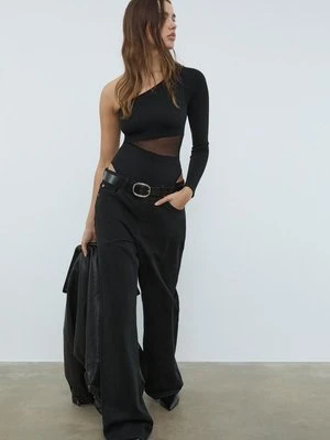 Zdjęcie produktu Stradivarius Asymetryczne body z prześwitami  Czarny
