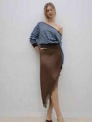 Stradivarius Asymetryczny sweter z dzianiny  Jasnobłękitny