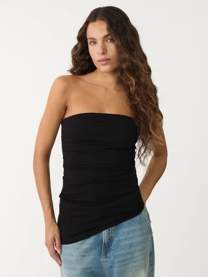Stradivarius Asymetryczny top bandeau  Czarny
