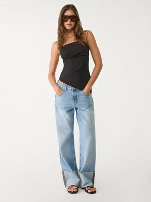 Stradivarius Asymetryczny top bandeau  Czarny