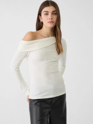 Stradivarius Asymetryczny top z dzianiny  Ecru