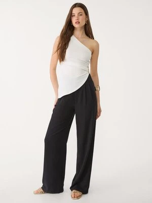 Stradivarius Asymetryczny top z klamrą  Ecru