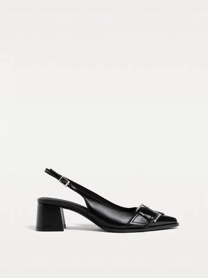 Stradivarius Baleriny na obcasie z klamrą  Czarny