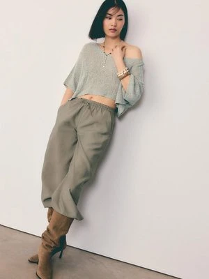 Stradivarius Basic dzianinowy sweter typu peleryna  Khaki