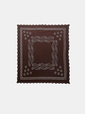 Stradivarius Bawełniana chustka z haftem  Brązowy