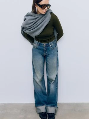 Stradivarius Bawełniana koszulka basic z długim rękawem  0-526