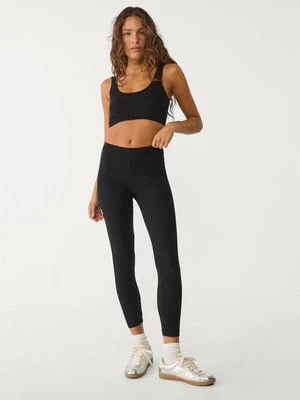 Stradivarius Bawełniane legginsy z niewidocznymi szwami  Czarny