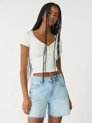 Stradivarius Bermudy denimowe  ŚREDNIOJASNY NIEBIESKI DENIM