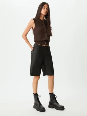 Stradivarius Bermudy jort woskowane  Czarny