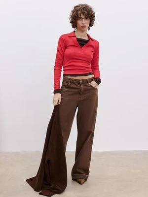 Stradivarius Bezszwowa koszulka polo  Czerwony