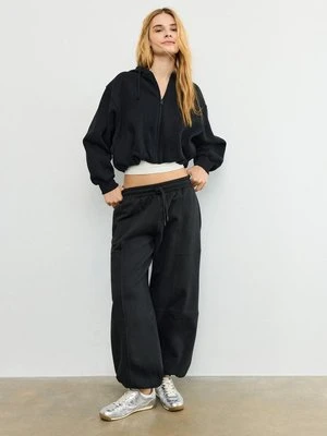 Stradivarius Bluza bomber z nadrukiem i Kapturem  Czarny