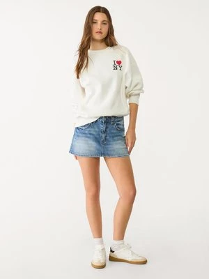 Stradivarius Bluza oversize I love NY  Ecru