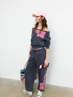 Zdjęcie produktu Stradivarius Bluza oversize z dekoltem w łódkę  Ciemnoszary