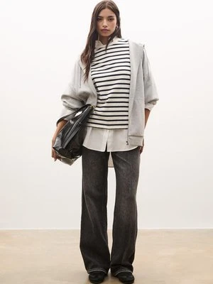 Stradivarius Bluza oversize z Kapturem  Popielaty