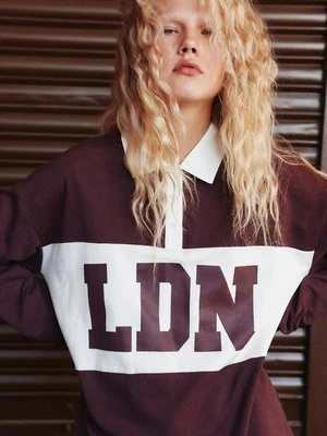 Stradivarius Bluza polo z nadrukiem  Fioletowy