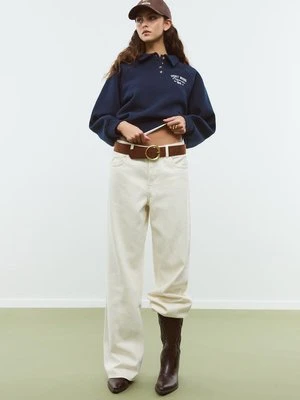 Stradivarius Bluza polo zapinana na guziki  Morski