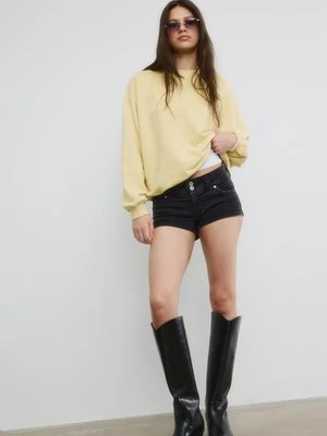 Stradivarius Bluza z długim rękawem, okrągłym dekoltem i napisem  Żółty pastelowy