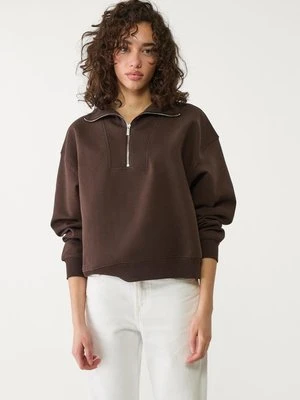 Stradivarius Bluza z golfem i krótkim suwakiem  Brązowy