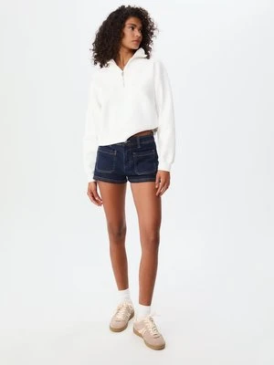 Stradivarius Bluza z golfem i krótkim suwakiem  Ecru