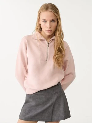 Stradivarius Bluza z golfem i krótkim suwakiem  Pastelowy róż