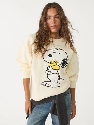 Stradivarius Bluza z haftem Peanuts  Żółty