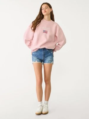 Stradivarius Bluza z haftowaną flagą  Pastelowy róż