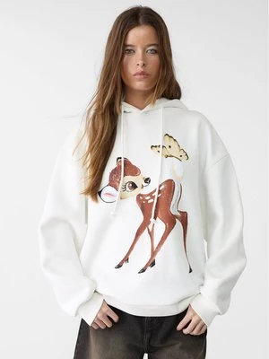 Stradivarius Bluza z kapturem Bambi Disney  Biały