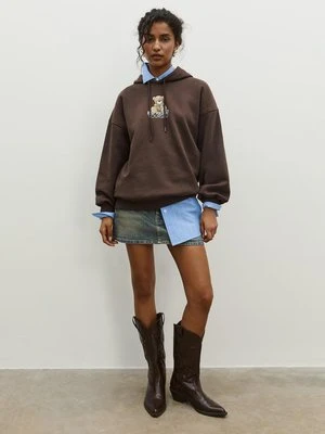 Stradivarius Bluza z kapturem i grafiką  Brązowy