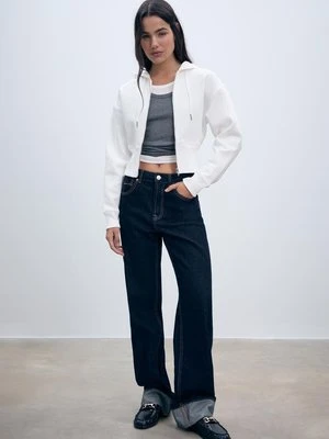 Stradivarius Bluza z kapturem i zamkiem błyskawicznym  Ecru