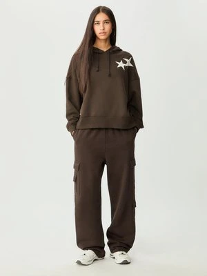 Stradivarius Bluza z kapturem w gwiazdy  Brązowy