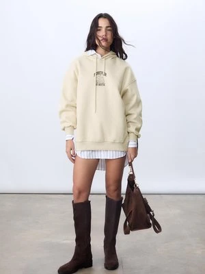 Stradivarius Bluza z kapturem z grafiką  Kamień