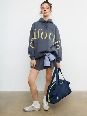 Stradivarius Bluza z Kapturem z nadrukiem  Ciemnoszary